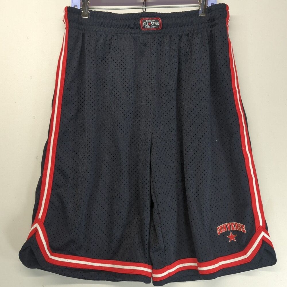 Converse All Star Mesh Basketball Shorts Lined Black Red Youth XL Fits Mens M